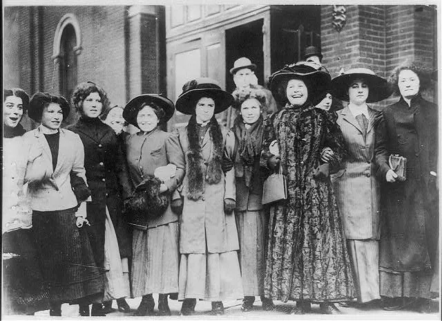 Female shirtwaist workers during a strike in New York in 1909. (Bain CollectionLibrary of Congress)