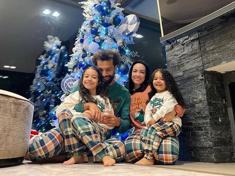 Liverpool star Mohamed Salah and his family sent Christmas greetings to his followers on Instagram.