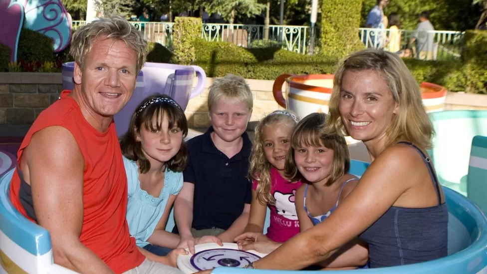 Gordon Ramsay with wife Tana and children Megan, Jack, Holly and Matilda, in Disneyland California in 2008